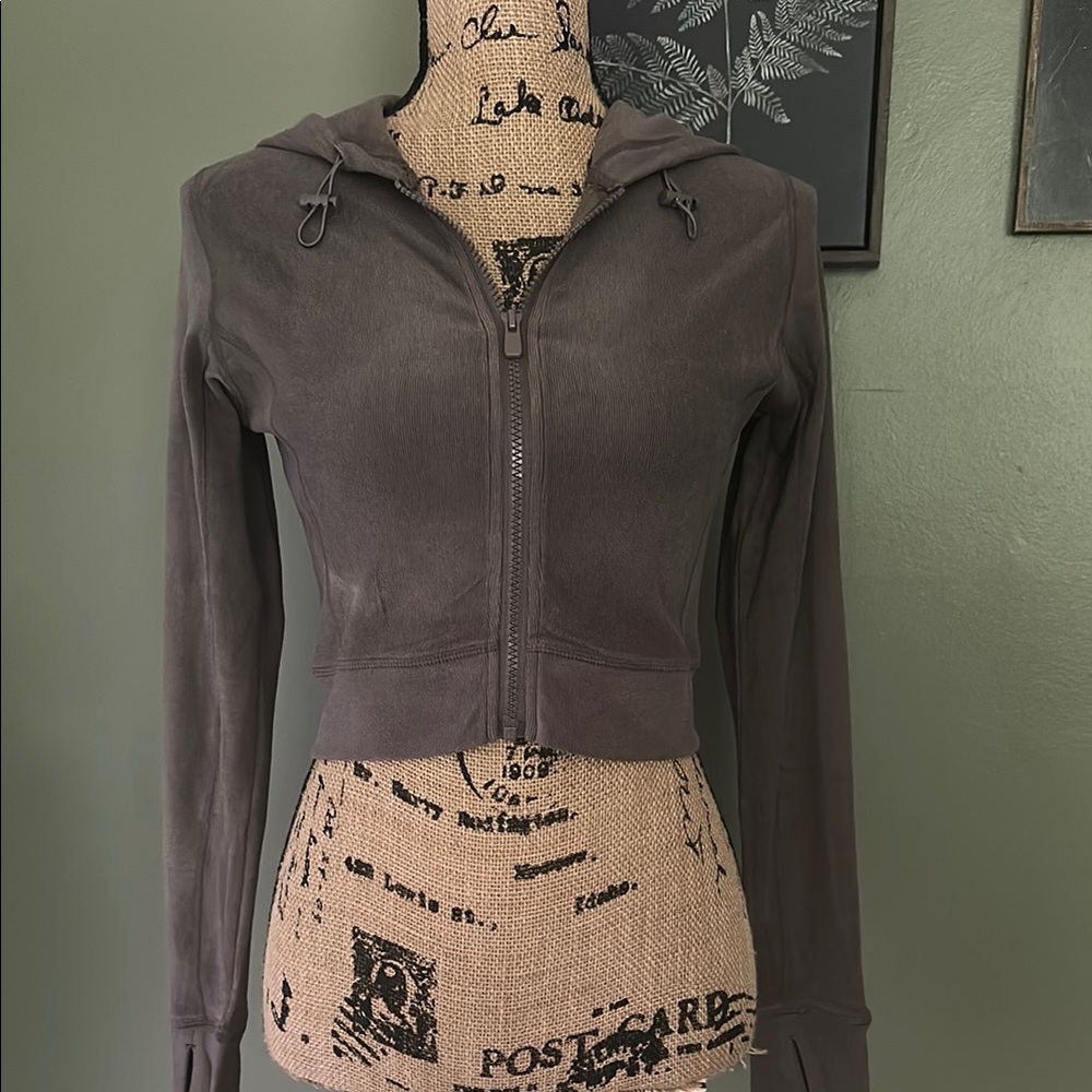 Mono B Charcoal Gray Cropped Hoodie
